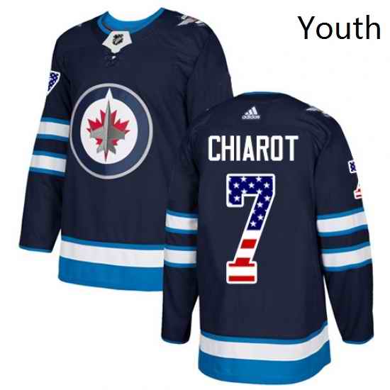Youth Adidas Winnipeg Jets 7 Ben Chiarot Authentic Navy Blue USA Flag Fashion NHL Jersey